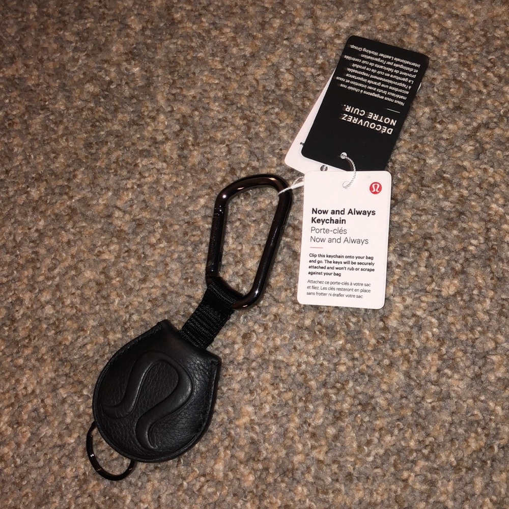 Lululemon now and always keychain